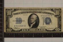 1934 US $10 SILVER CERTIFICATE WITH RED STAMP