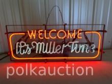 WELCOME 'IT'S MILLER TIME' NEON SIGN  **NO SHIPPING AVAILABLE**