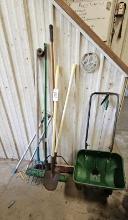 Assortment of Handle Tools & Lawn Fertilizer