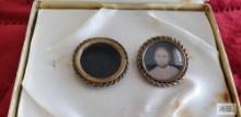 Victorian tin type mourning pins