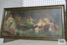 Antique print by H. Zabateri. Frame measures 32-1/2 in. by 17 in.