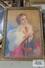 Jules Erbit antique print with frame. Frame measures 24 in. by 17-1/2 in.