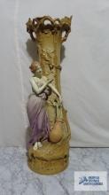Large ceramic figurine vase. 30 in. tall. marked D85 and 10488 on bottom.