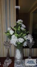 Centerpiece vase with florals and candle holders