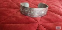 Silver colored cuff bracelet, Daisy, marked Kirk Stieff Pewter 900-4