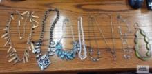 Costume jewelry gemstone and beaded necklaces