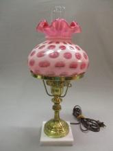 Vintage Cranberry Coin Dot Table Lamp 17 1/2"