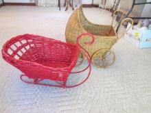 Decorative Woven Sleigh and Stroller