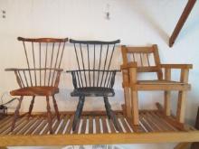 Three Wooden Doll Chairs