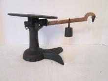 Vintage Cast Metal Beam Scale with One Weight