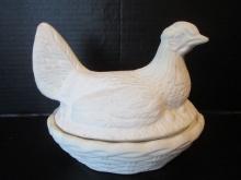 Greenware Bisque Hen on Nest