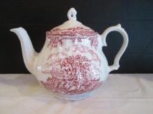 Royal Wessex Pink Ironstone Transferware Teapot