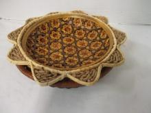 Two Round Woven Basket Fruit Bowls