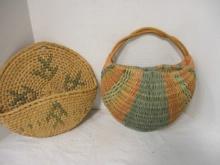Two Woven Wall/Door Sconce Hanging Baskets