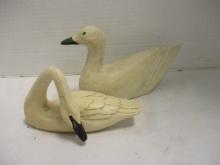 Handpainted/Carved Wood Goose and James Haddon Signed Handpainted/Carved Swan