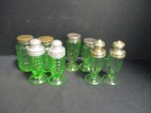 Vintage Green Uranium/Vaseline Glass Shakers