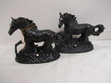 Pair of Paul Sebastian Black Stallion Figurines