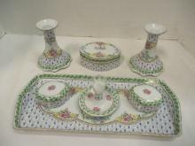 Paris Royal Handpainted Porcelain Vanity Tray, Ring Holder, Vanity Boxes,
