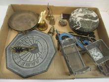 Scorpion Cast Metal Sundial, Stone Stands, Candle Snuffer, Balance Scale Pans, etc.