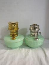 2 Jadeite Oil Lamps