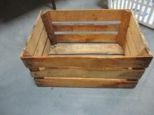 Wood Crate and Rubbermaid Laundry Basket