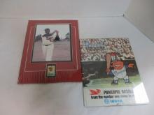 Jackie Robinson Photo & Stamp and Braves 1968 Scorebook