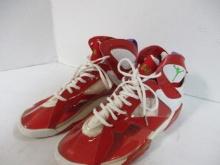Air Jordans Red and White See Through Basketball Shoes - Size 10