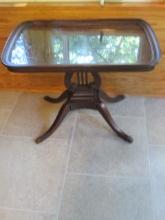 Antique Refinished Square Occasional Table with Barley Twist Legs and Brass Claw