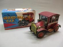 Vintage Tin Battery Operated Grand-Pa Car Made in Japan w/Original Box