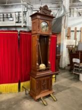Antique 1800s German Ornately Fruit Carved Wooden Universal Grandfather Clock. See pics.
