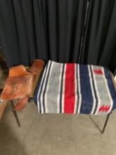 Vintage Native American ? Saddle Blanket , Vintage Leather Saddle Bags & Scabbard- See pics