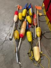 Collection of Several Buoys w/ weights & flags - See pics