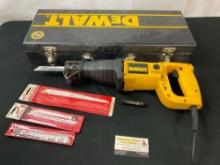 Dewalt Reciprocating Saw model DW304 in Metal Case w/ a few blades