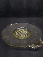 Antique yellow Depression Double Handle Plate