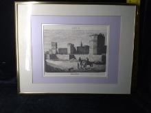 Artwork-Framed and Triple Matted Engraving-Murallas Romanas