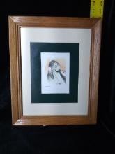 Artwork-Framed and Double Matted Watercolor-Kiowa Indian Chief by Robert Redbird Sr
