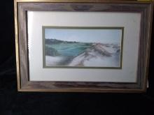 Artwork-Framed and Double Matted Watercolor-Dunes to the Ocean signed