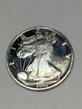 Silver Eagle Style 1 Troy Oz 2000 Proof Round .999 Fine Birth Of A New Millenia