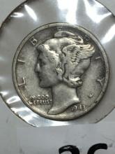 1943 P Silver Mercury Dime 