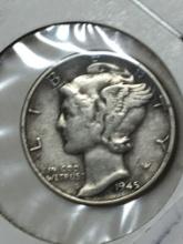 1945 P Silver Mercury Dime 