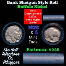 Buffalo Nickel Shotgun Roll in Old Bank Style 'Bell Telephone' Wrapper 1928 & s Mint Ends