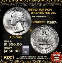 ***Auction Highlight*** 1984-d Washington Quarter TOP POP! 25c Graded ms67+ By SEGS (fc)