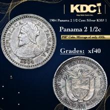 1904 Panama 2 1/2 Cent Silver KM# 1 Grades xf
