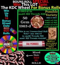 INSANITY The CRAZY Penny Wheel 1000s won so far, WIN this 1963-d BU RED roll get 1-10 FREE