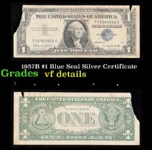 1957B $1 Blue Seal Silver Certificate Grades vf details