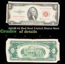 1953B $2 Red Seal United States Note Grades xf details