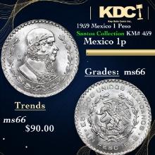1959 Mexico 1 Peso Santos Collection KM# 459 Grades GEM+ Unc