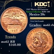 1957 Mexico 20 Centavos Santos Collection KM# 440 Grades GEM Unc RB