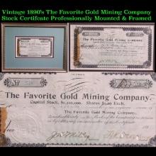 ***Auction Highlight*** Vintage 1890's The Favorite Gold Mining Company Stock Certifcate Professiona