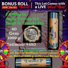 1-5 FREE BU Jefferson rolls with win of this1999-d 40 pcs Coin-Tainer $2 Nickel Wrapper